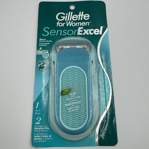 Gillette Sensor Excel For Women 1 Razor + 2 Cartridges New Vintage Blue - Picture 1 of 5